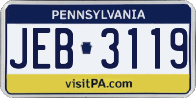 PA license plate JEB3119