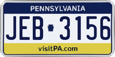 PA license plate JEB3156