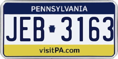 PA license plate JEB3163