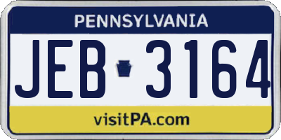 PA license plate JEB3164