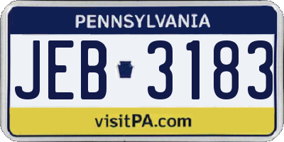 PA license plate JEB3183