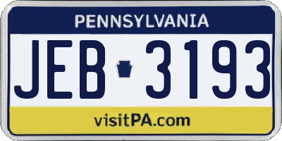 PA license plate JEB3193
