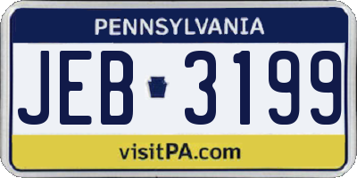 PA license plate JEB3199