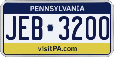 PA license plate JEB3200