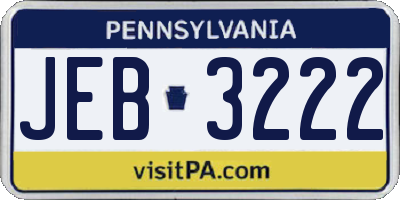 PA license plate JEB3222