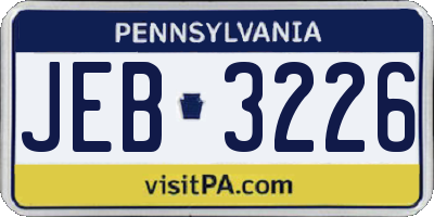 PA license plate JEB3226