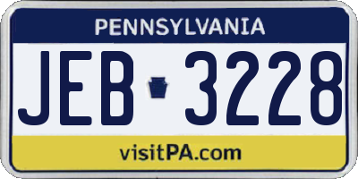 PA license plate JEB3228