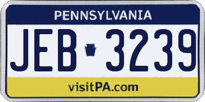 PA license plate JEB3239