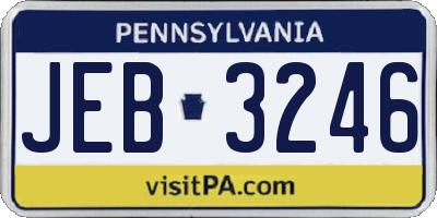PA license plate JEB3246