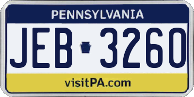 PA license plate JEB3260