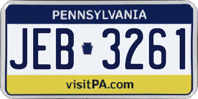 PA license plate JEB3261
