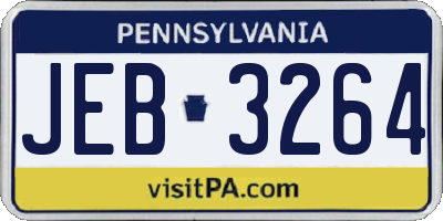 PA license plate JEB3264