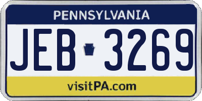 PA license plate JEB3269
