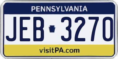 PA license plate JEB3270
