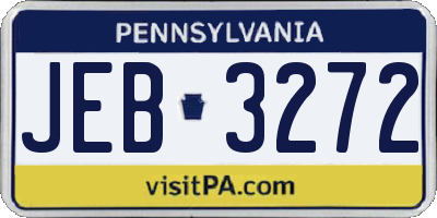 PA license plate JEB3272
