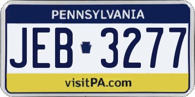 PA license plate JEB3277