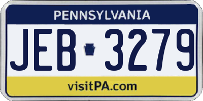 PA license plate JEB3279