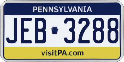 PA license plate JEB3288