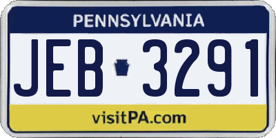 PA license plate JEB3291