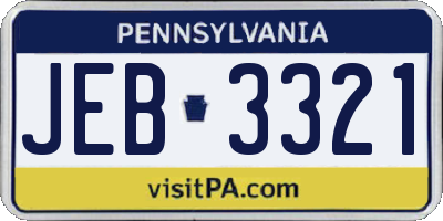 PA license plate JEB3321