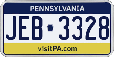 PA license plate JEB3328
