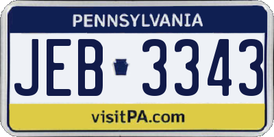 PA license plate JEB3343