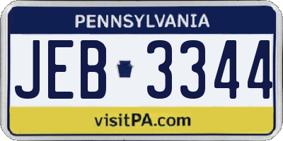 PA license plate JEB3344