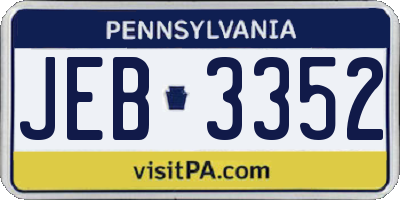PA license plate JEB3352