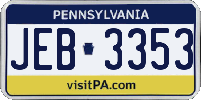 PA license plate JEB3353
