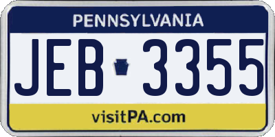 PA license plate JEB3355