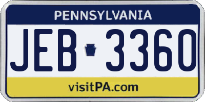PA license plate JEB3360