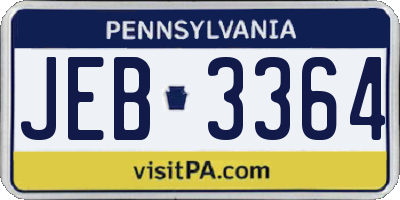 PA license plate JEB3364