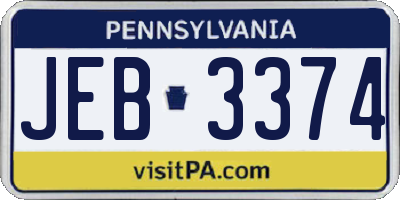 PA license plate JEB3374