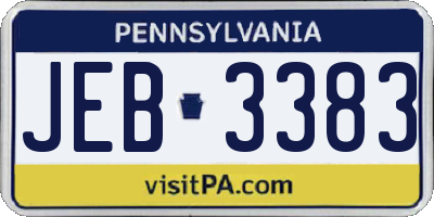 PA license plate JEB3383