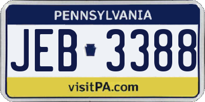 PA license plate JEB3388