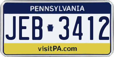 PA license plate JEB3412