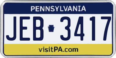 PA license plate JEB3417