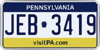 PA license plate JEB3419