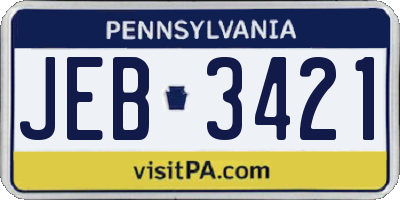 PA license plate JEB3421