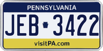 PA license plate JEB3422