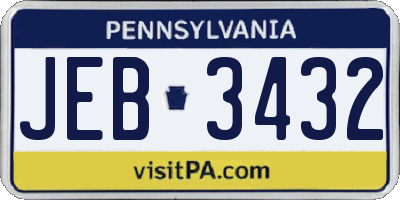 PA license plate JEB3432