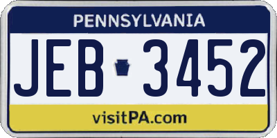 PA license plate JEB3452
