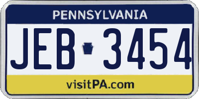 PA license plate JEB3454