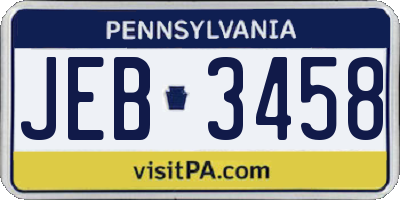 PA license plate JEB3458
