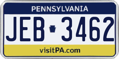 PA license plate JEB3462