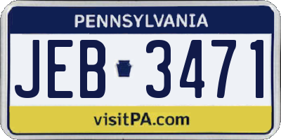 PA license plate JEB3471
