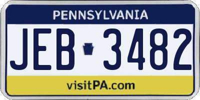 PA license plate JEB3482
