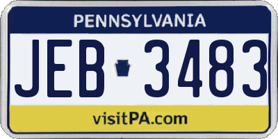 PA license plate JEB3483