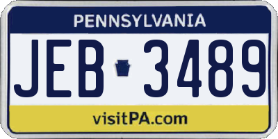 PA license plate JEB3489