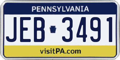 PA license plate JEB3491